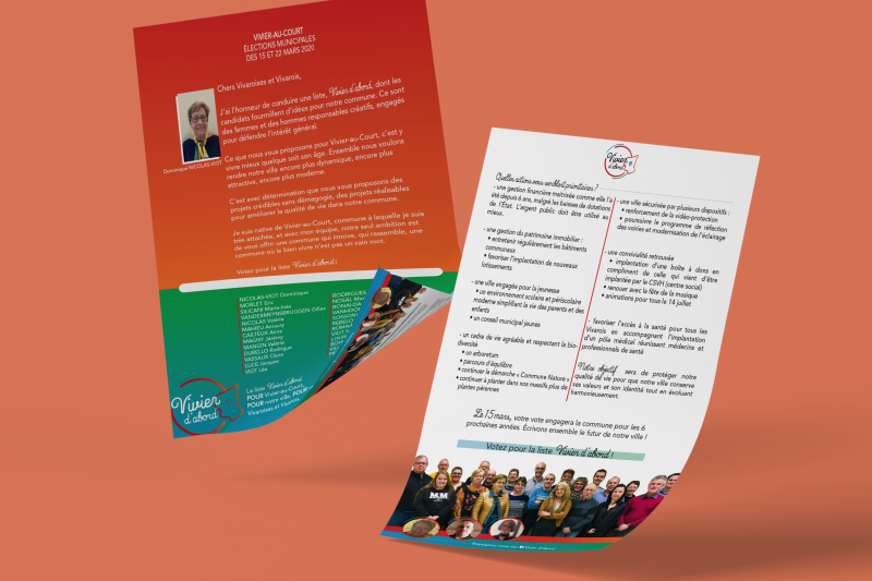 www.ludivinecanon.fr Graphiste passionnée et créative - ludivine canon - vivier d'abord - dominique nicolas-viot - flyers campagne
